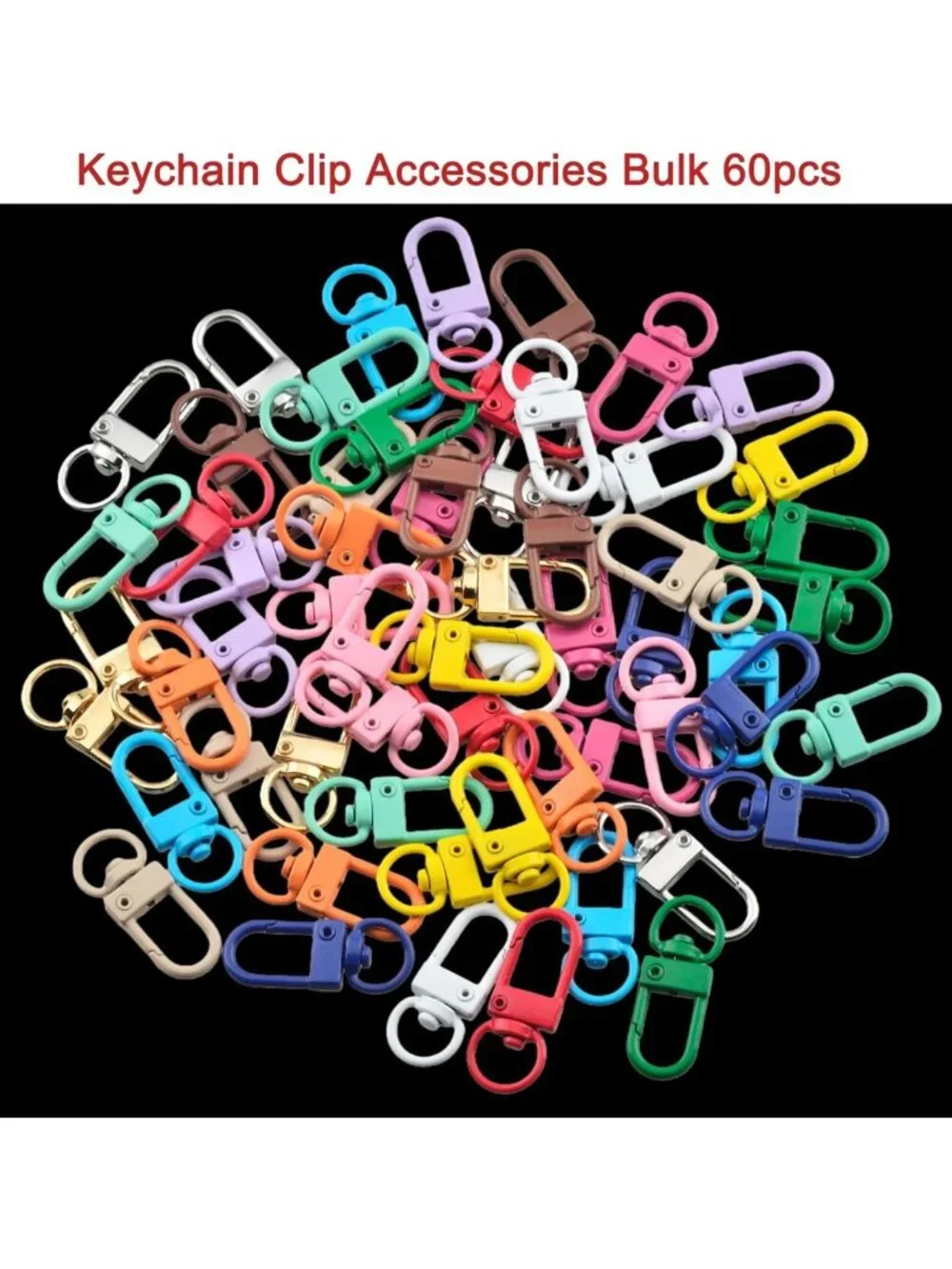 Colorful Lobster Claw Keychain Clips - 60pcs Bulk Swivel Clasps for DIY Crafts